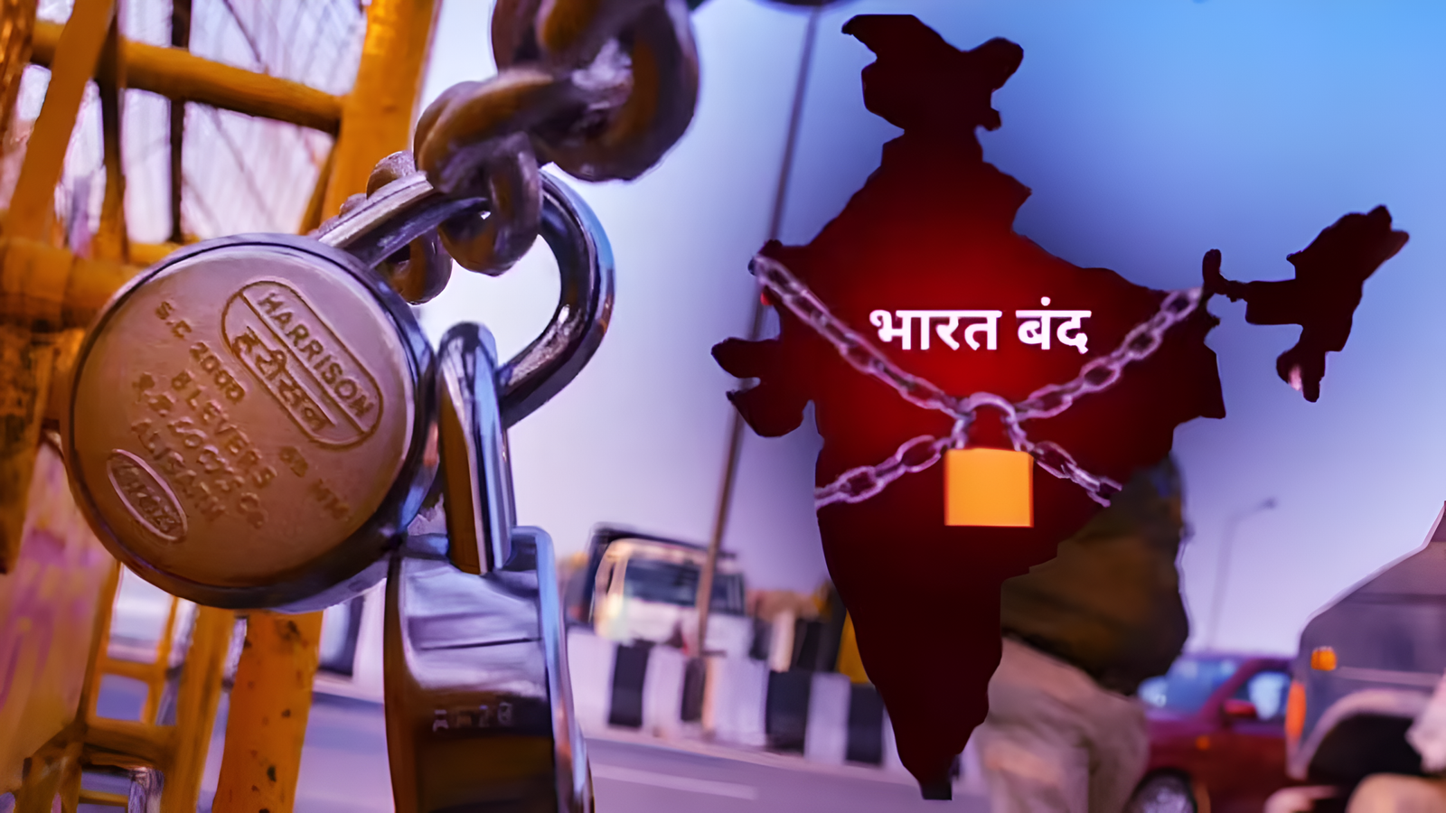 Bharat Bandh 12 Feb 2026 protest visual with closed bank shutter and traffic advisory info