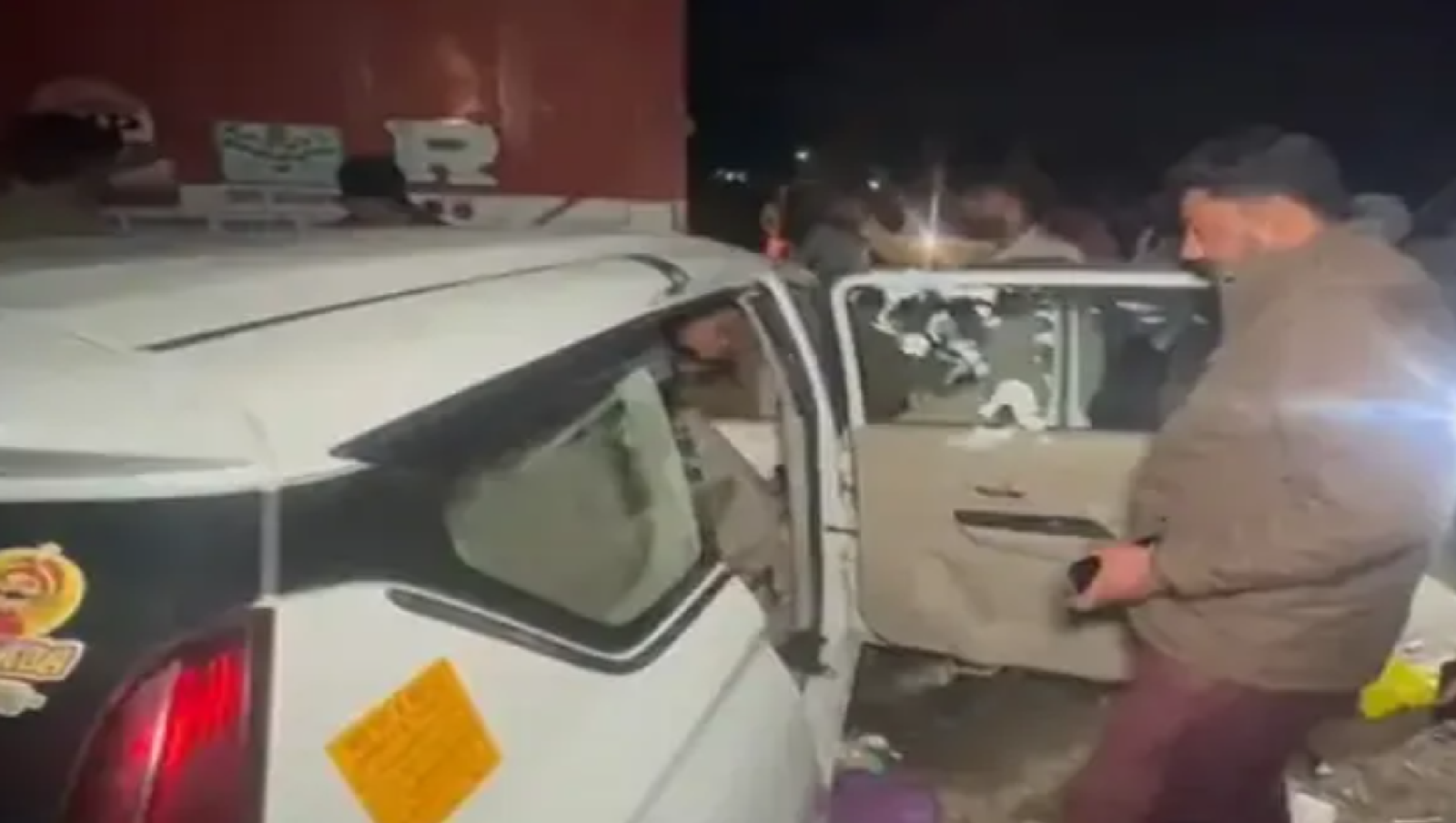 Horrific car and truck accident site in Mansa Punjab rescue operation and gas cutters used