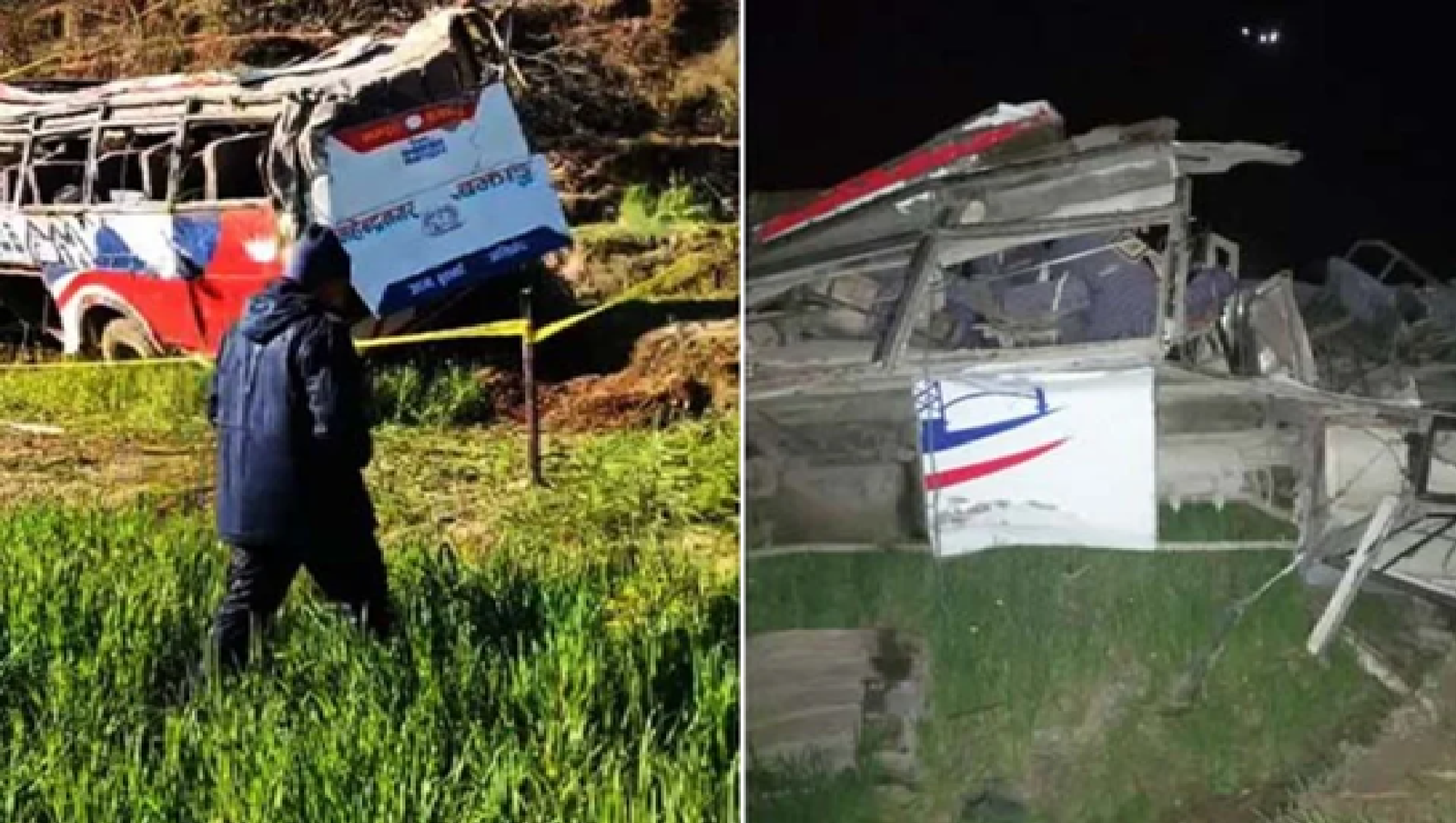 Bus accident site in Baitadi Nepal 13 killed in wedding party bus plunge