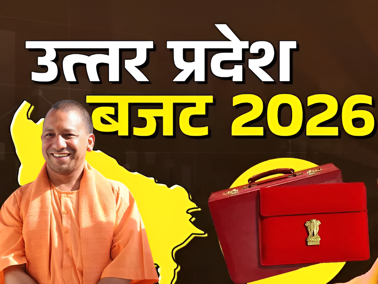 UP Finance Minister Suresh Khanna presenting Budget 2026-27 in Assembly with infographics of key schemes